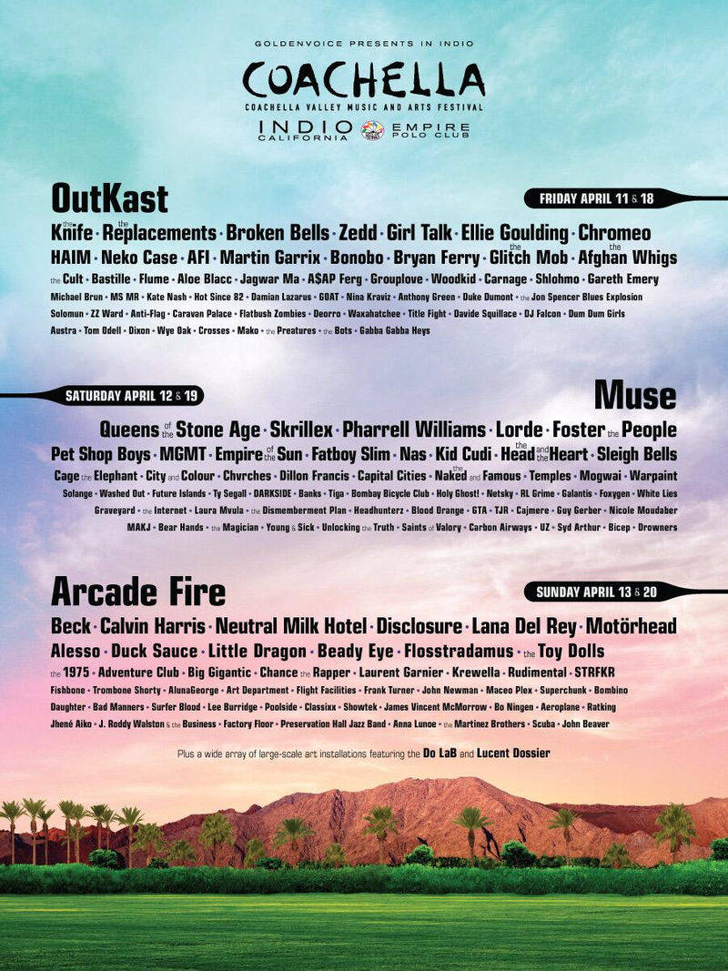 Illustration for article titled Coachella lineup announced, includes OutKast, Arcade Fire, Muse, Replacements